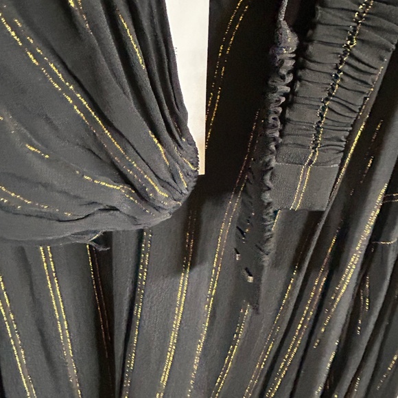 NE QUITTEZ PAS Dress Black Metallic Long sleeve Belted womens Medium New - Picture 6 of 9